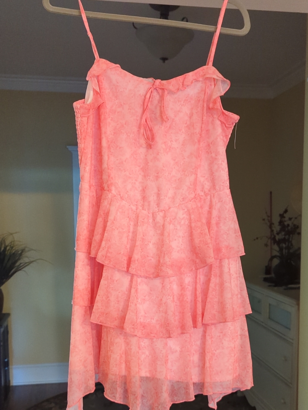 wild fable Coral Pink Tiered Ruffle Mini Dress